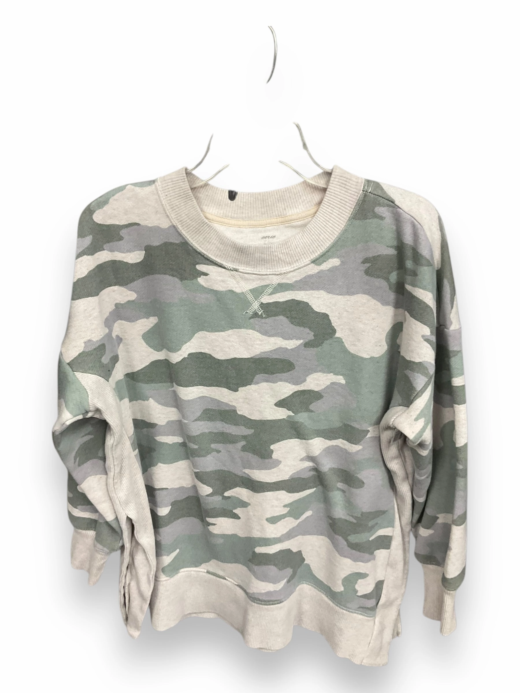 Top Long Sleeve By Aerie In Camouflage Print, Size: M SoftFeel Fabric