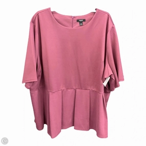 Top Short Sleeve By Simply Vera In Mauve, Size: 4x AntiStatic Coating Linen Blend Fabric