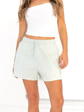 Double Layered Knees Abrasion Defying Knee Patches Elodie Stripe Shorts - Green