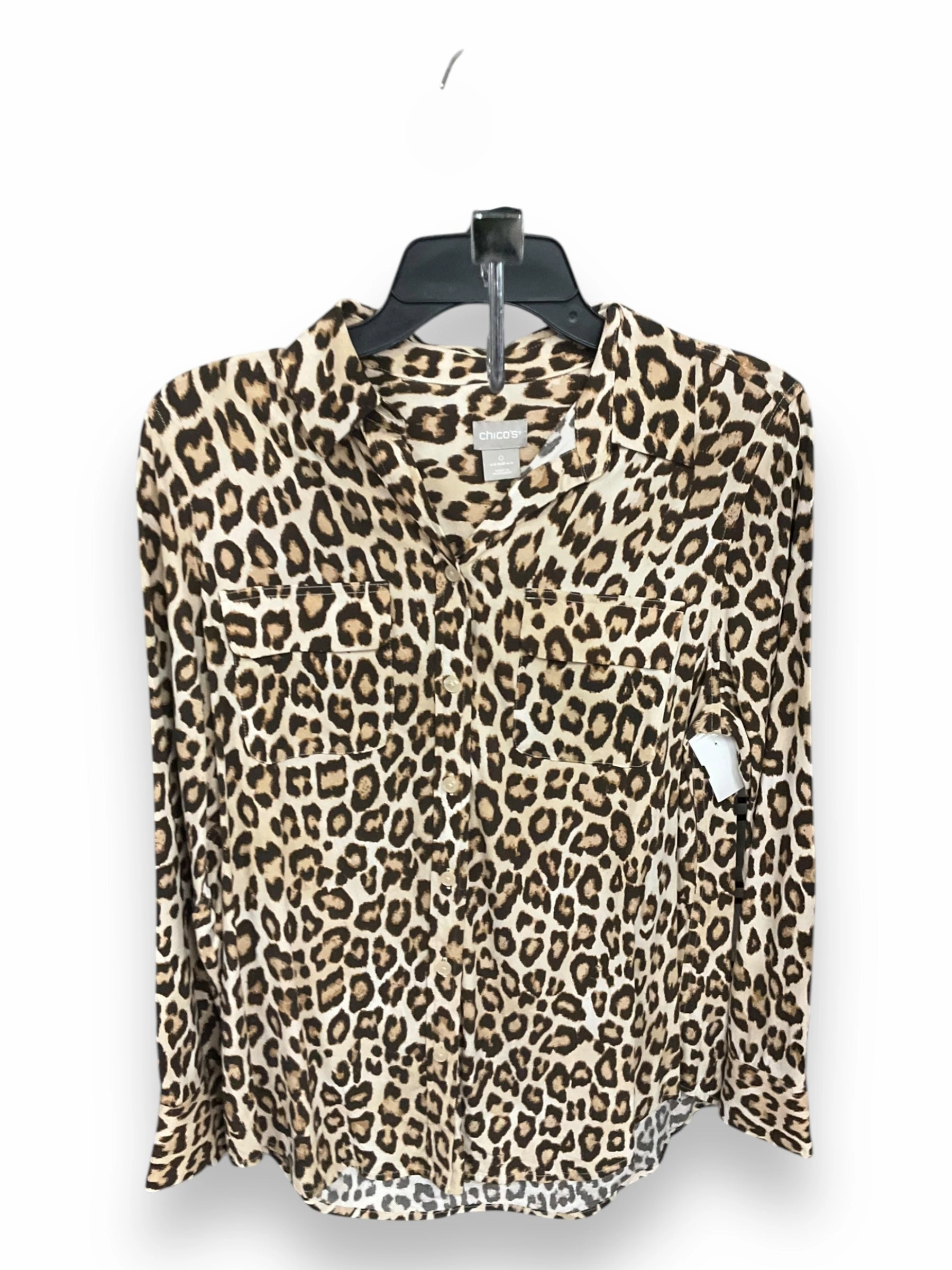 Blouse Long Sleeve By Chicos In Animal Print, Size: M Relaxed Dress