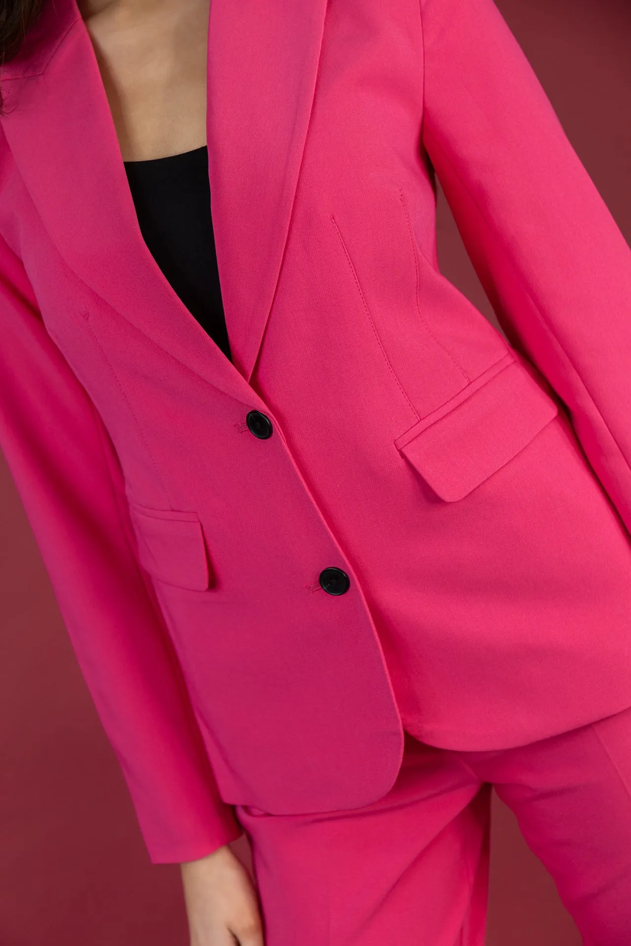 Chill Day Layer Smooth Flat Collar Raven Pink Blazer