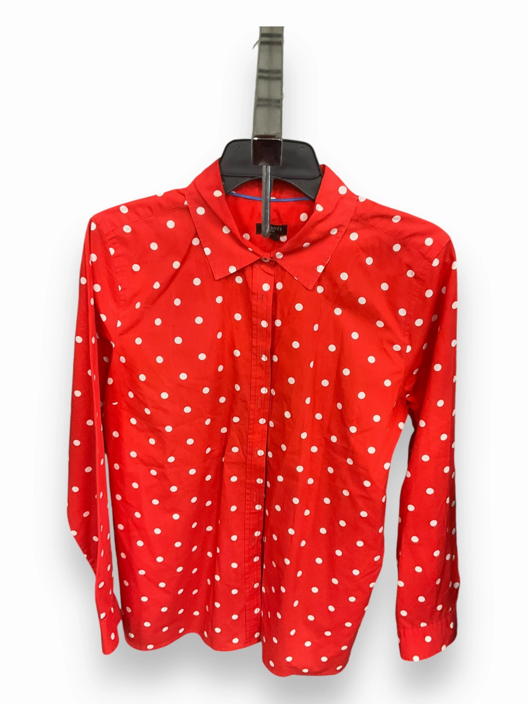 FlexibleRibbing Top Long Sleeve By Talbots In Polkadot Pattern, Size: L