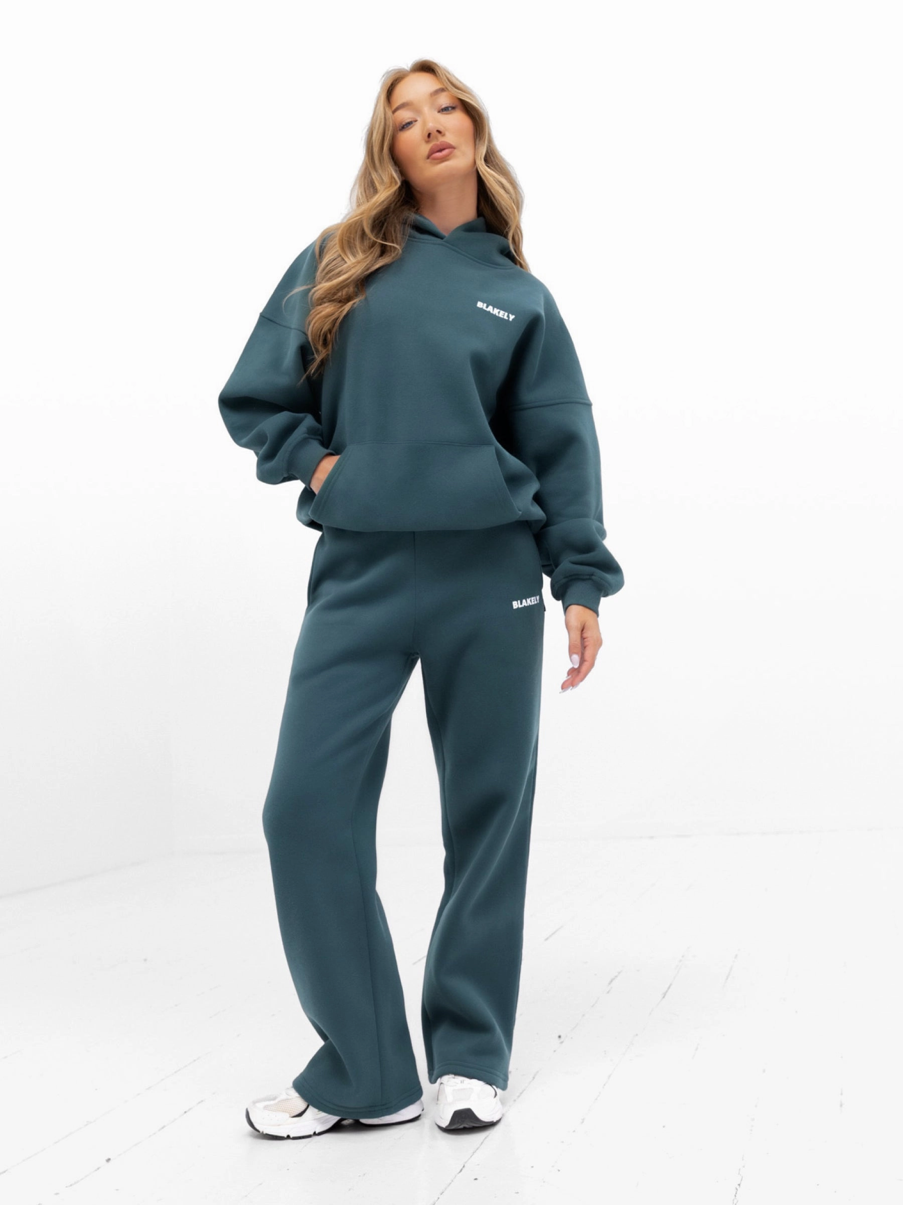 Amelie Wide Leg Sweatpants - Teal Green Versatile Comfort Relaxed Comfort Fit