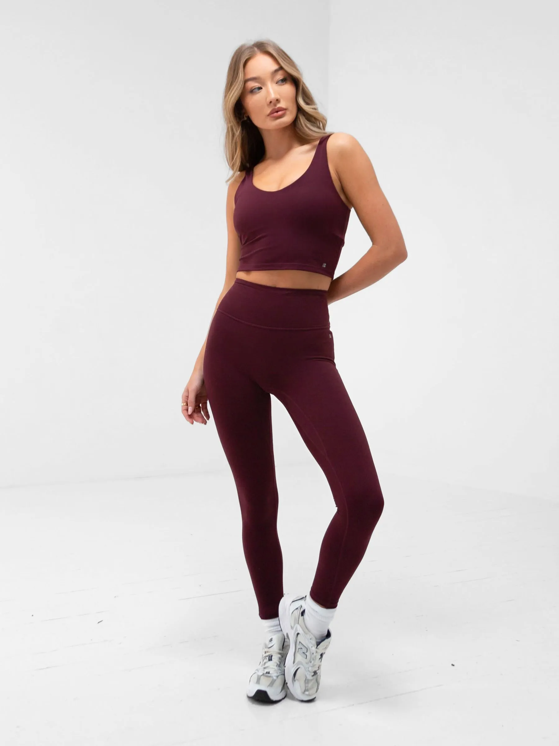 Apex Pro Compression Leggings - Deep Burgundy Studio Practice Eco Friendly