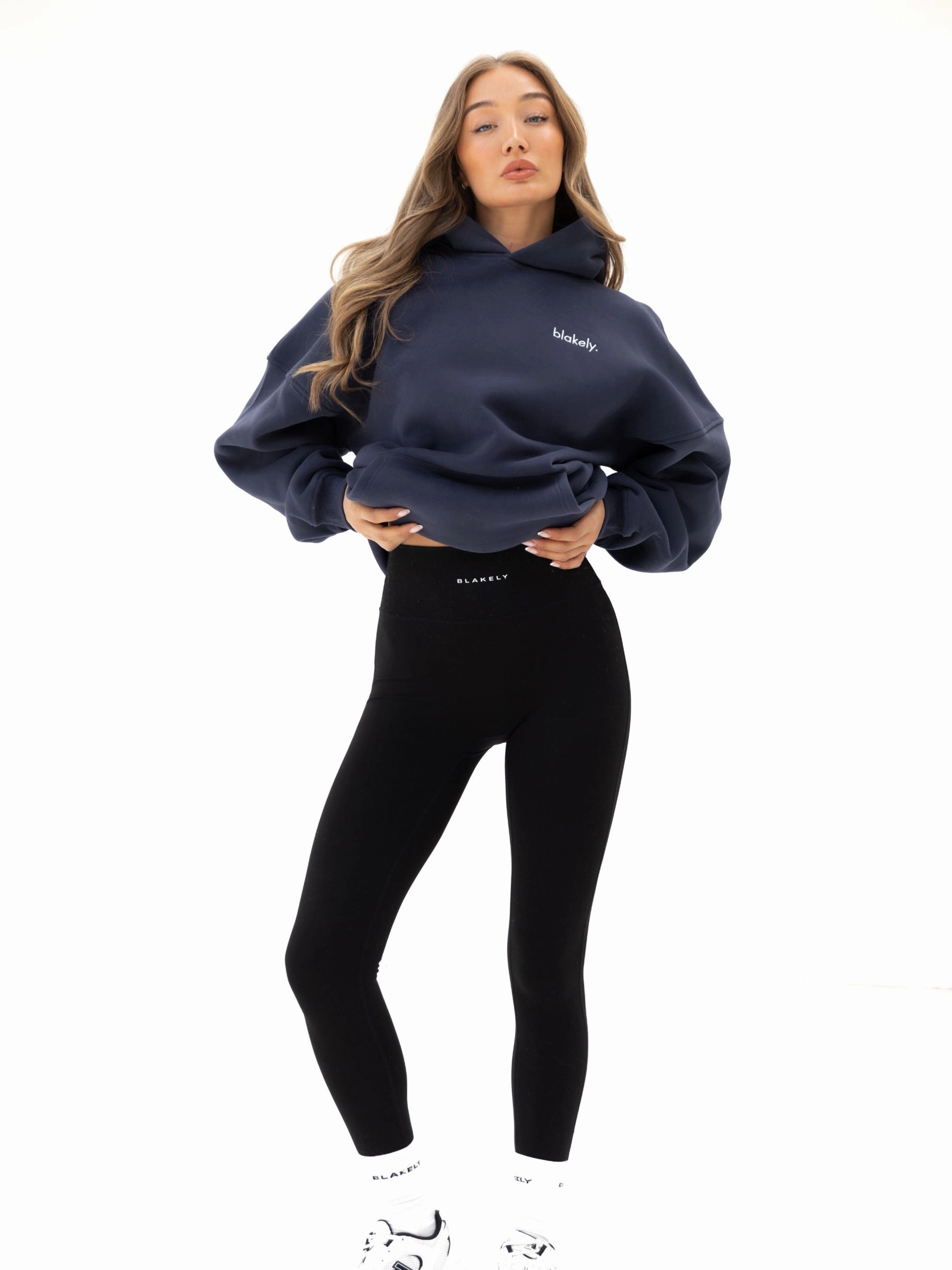 Sami Oversized Hoodie - True Navy Seamless Shoulder Comfy Layers
