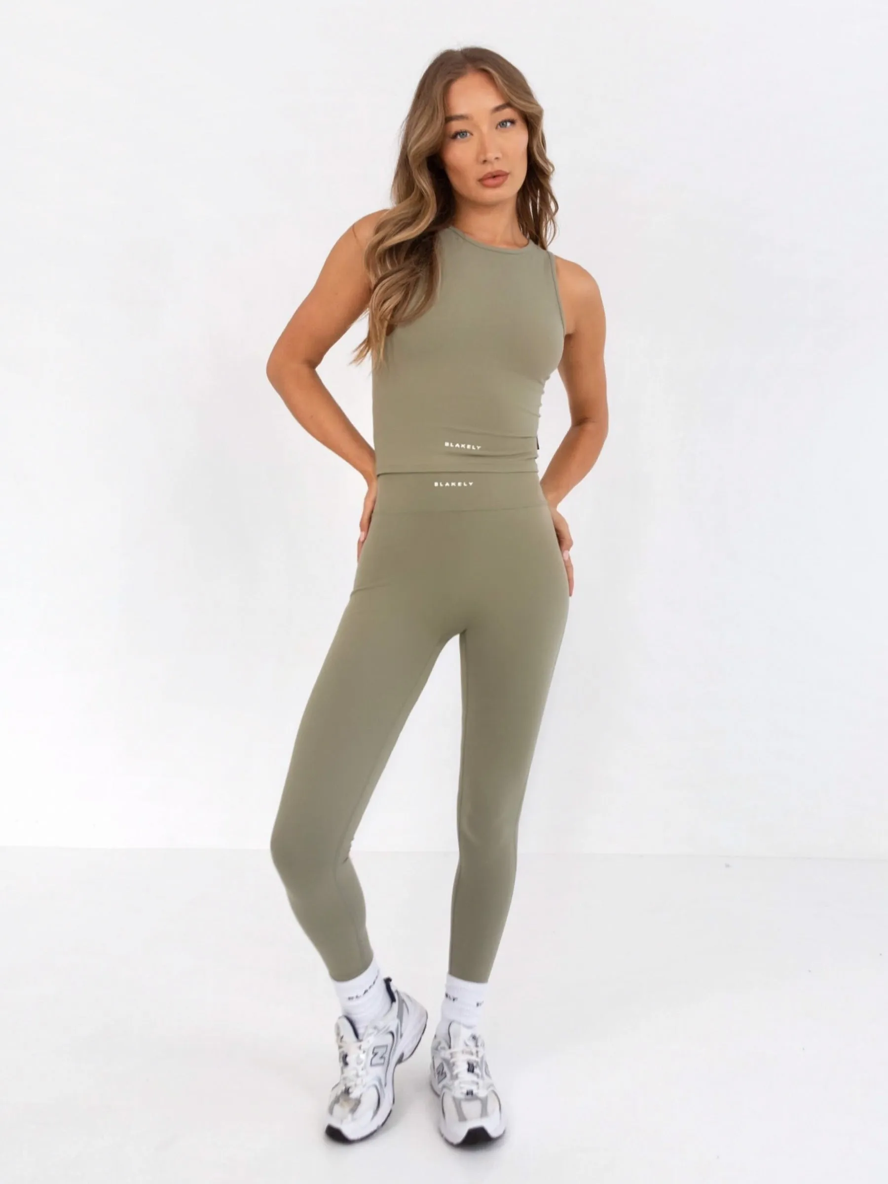 Timeless Wear Layered Overlay Design Ultimate Soft Lifestyle Leggings - Olive