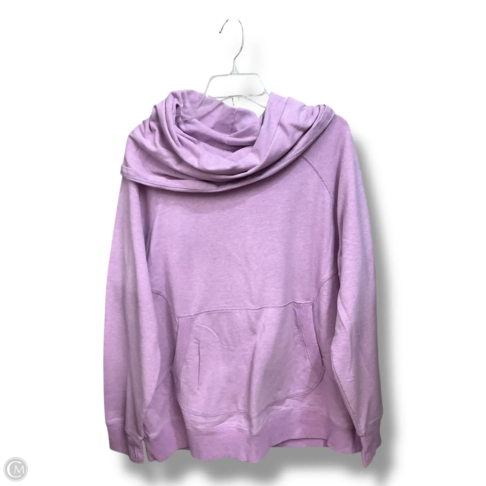 Ribbed Hem Finish Summer Dress Athletic Top Long Sleeve Collar By L.l. Bean In Purple, Size: 2x