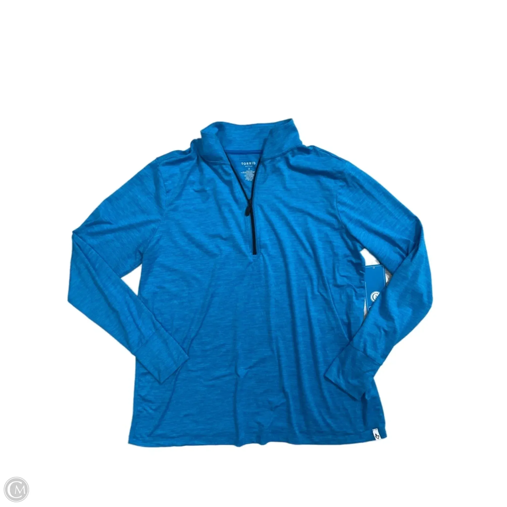 Multi Panel Design Athletic Top Long Sleeve Collar By Torrid In Blue, Size: 2x