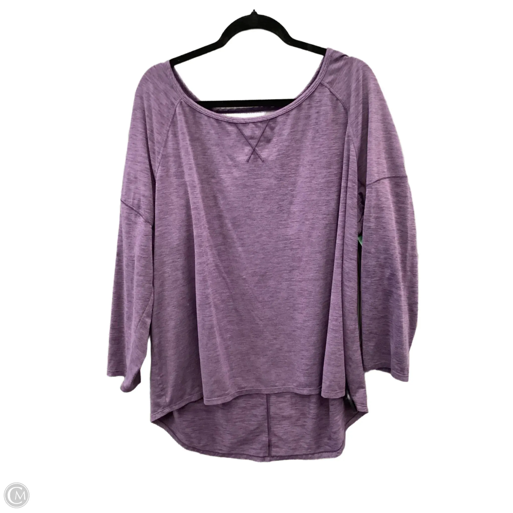 FadeResistant Finish Summer Blouse Athletic Top Long Sleeve Crewneck By Apana In Purple, Size: 2x