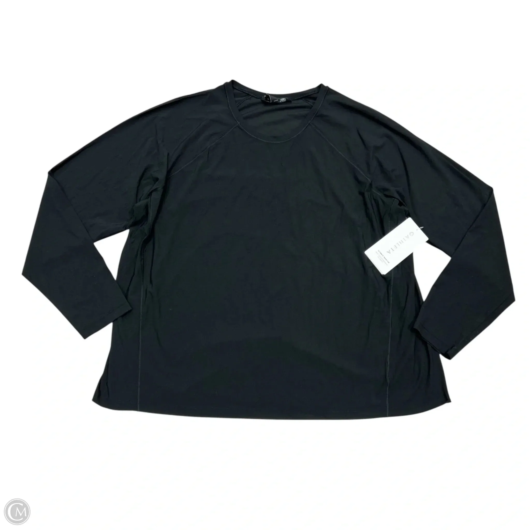 Athletic Top Long Sleeve Crewneck By Athleta In Black, Size: 2x EcoFriendly Material