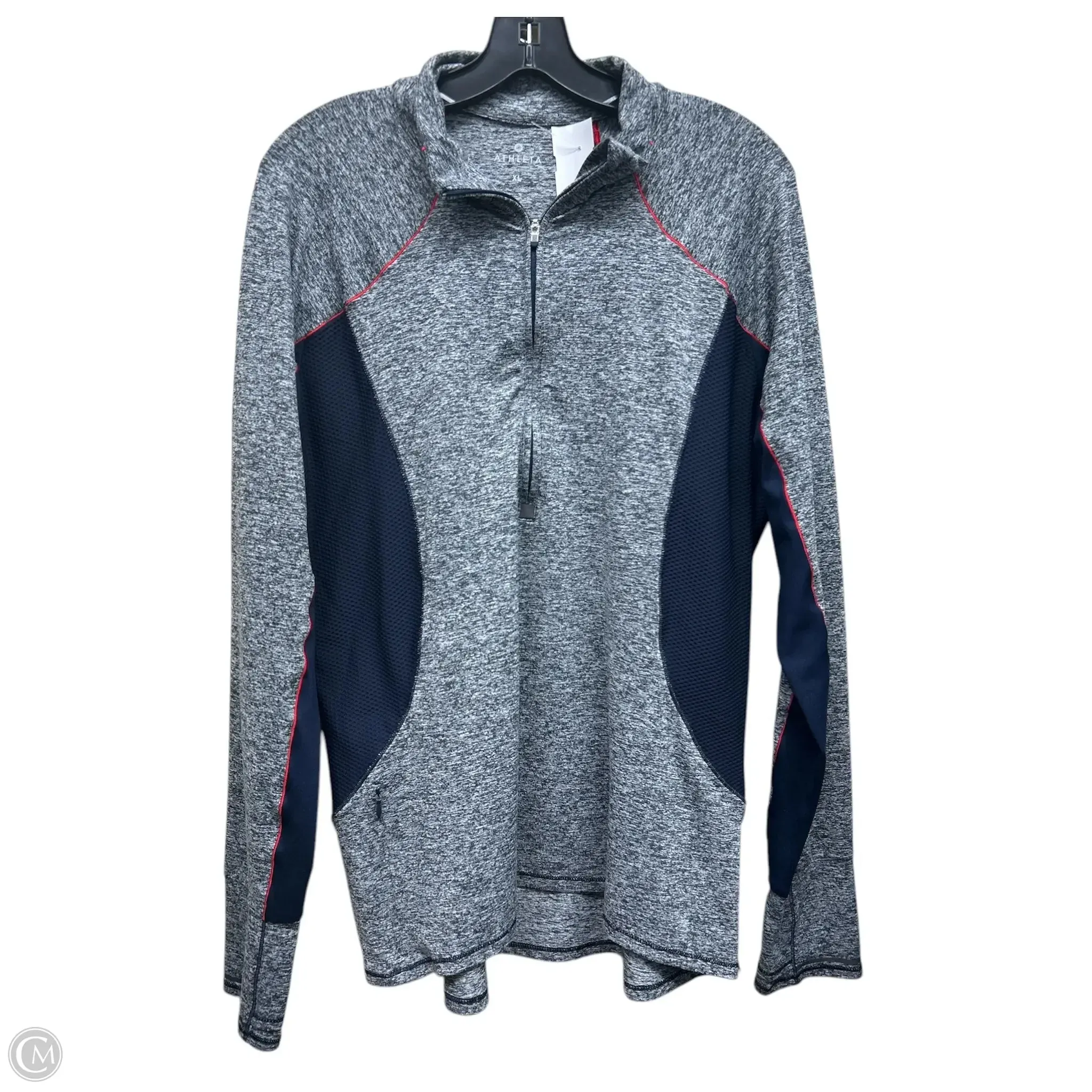 Athletic Top Long Sleeve Crewneck By Athleta In Grey, Size: Xl Lightweight Layering Option VentedBack