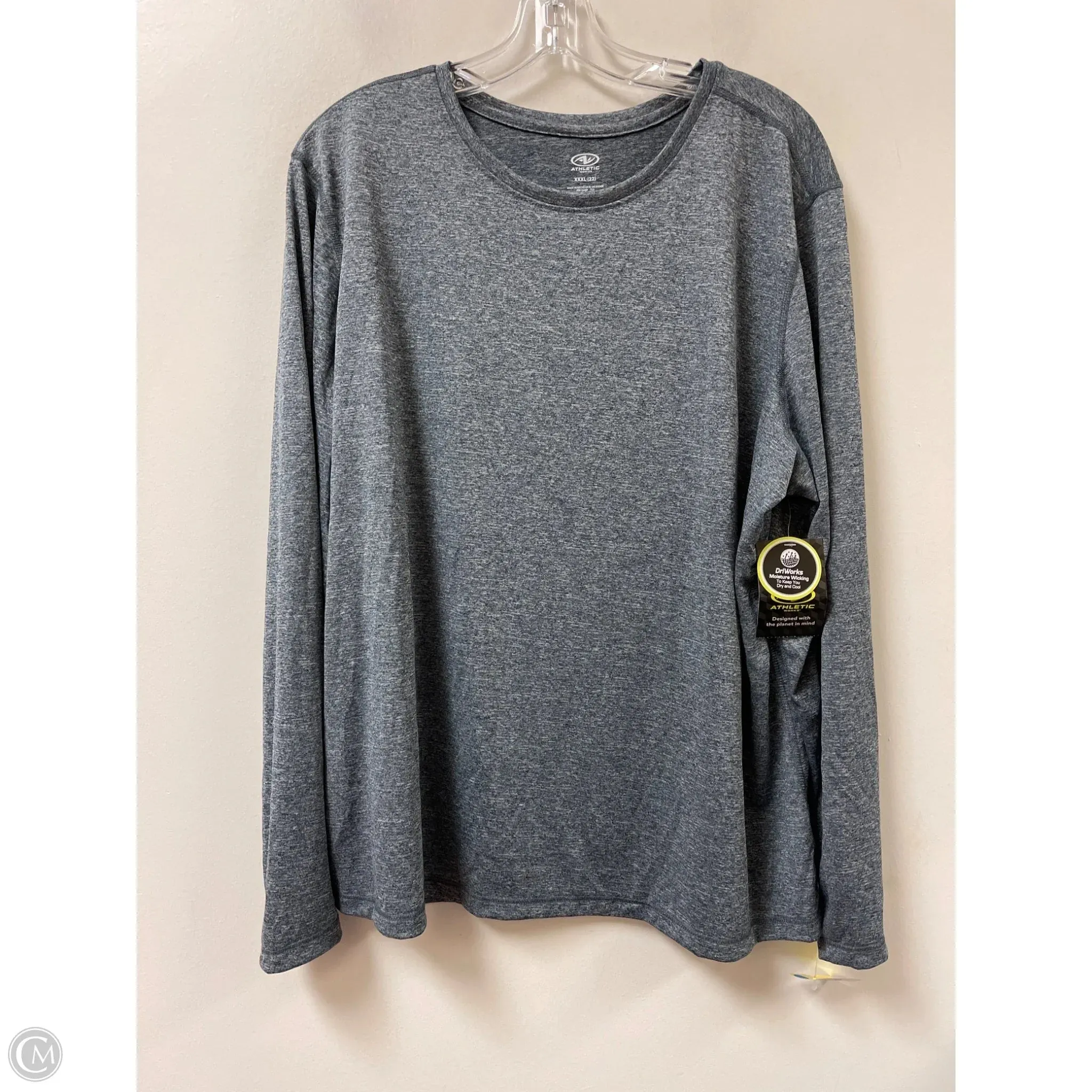 Athletic Top Long Sleeve Crewneck By Athletic Works In Grey, Size: 2x Wrinkle Resistant Texture Reinforced Hems