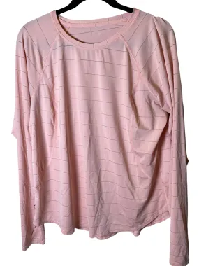 Reflective Trim Details Athletic Top Long Sleeve Crewneck By Clothes Mentor In Peach, Size: 2x