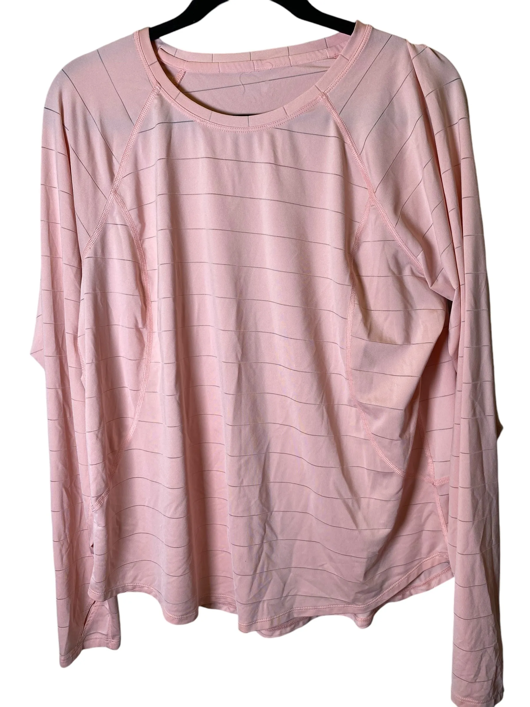 Reflective Trim Details Athletic Top Long Sleeve Crewneck By Clothes Mentor In Peach, Size: 2x