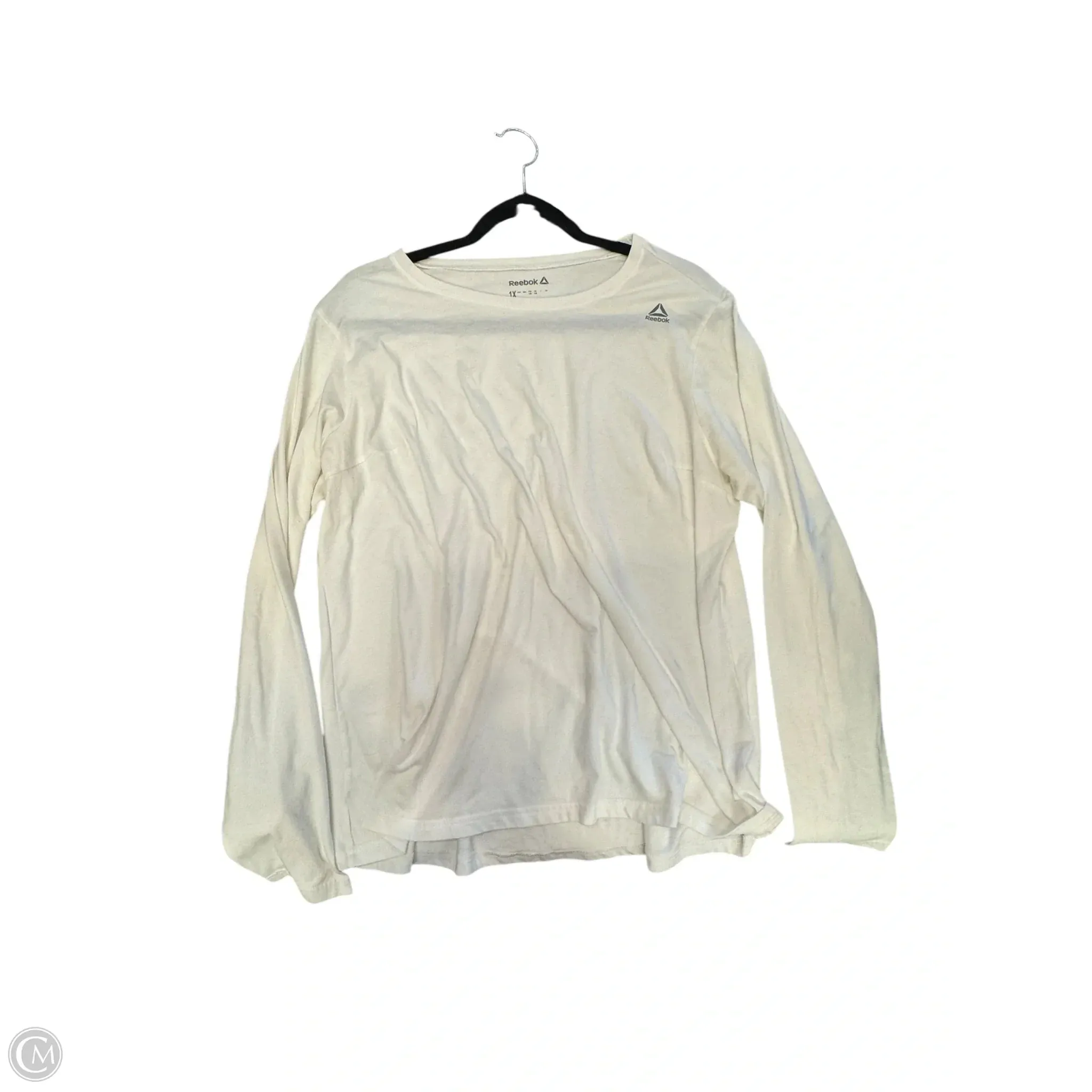 Trendy Shirt Athletic Top Long Sleeve Crewneck By Reebok In White, Size: 1x