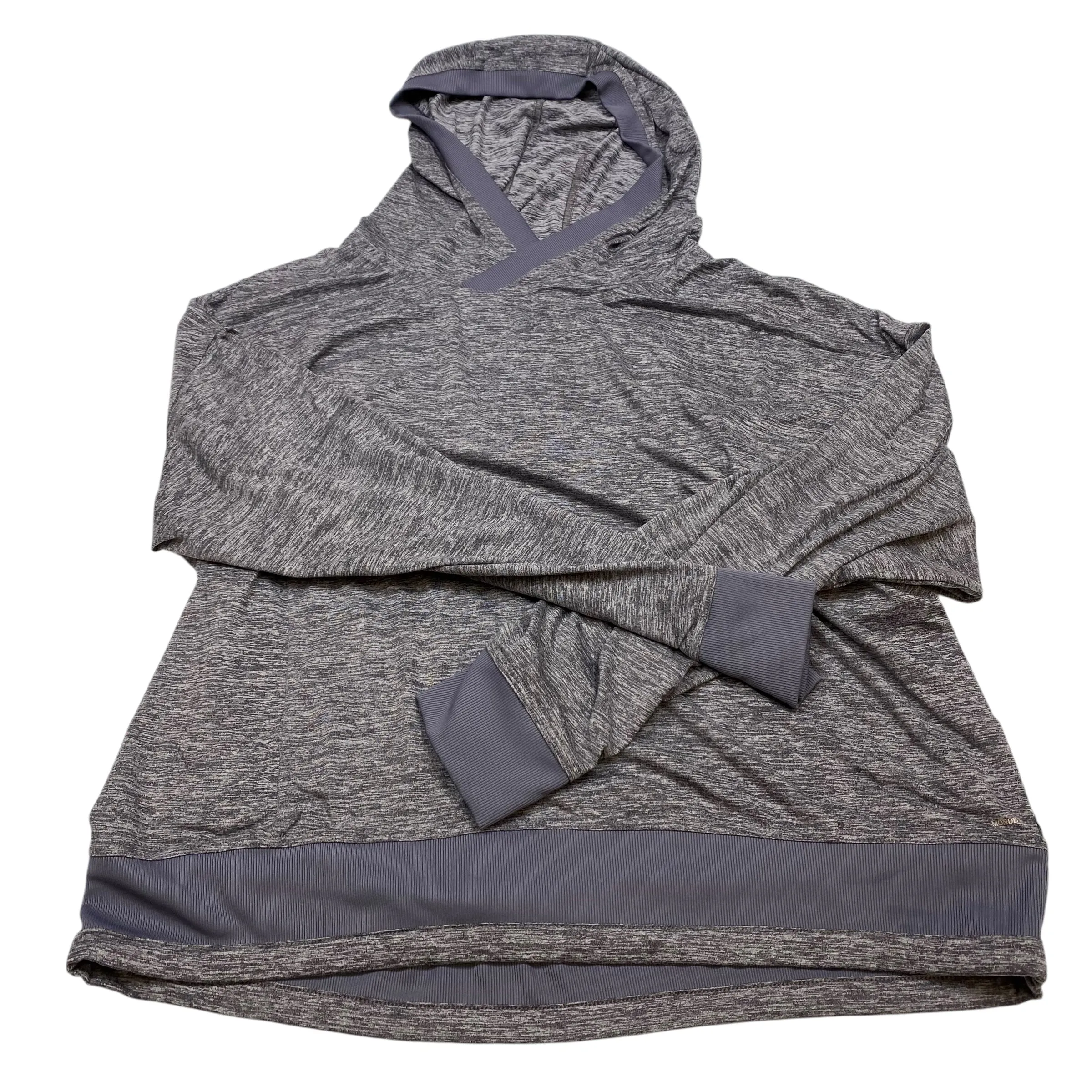 Relaxed Design Denim Shirt Athletic Top Long Sleeve Hoodie By Mondetta In Purple, Size: Xl