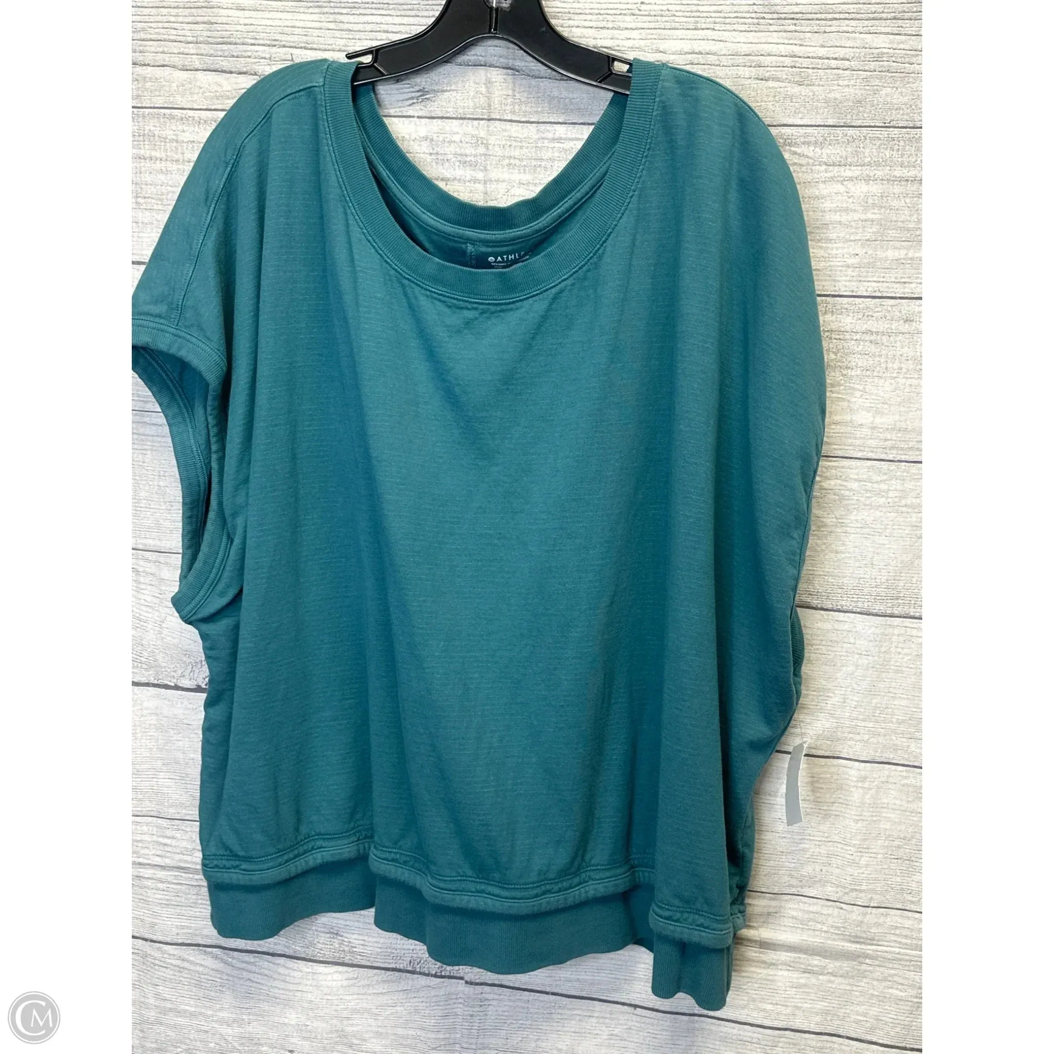 Athletic Top Short Sleeve By Athleta In Aqua, Size: 2x LaserCut Edges