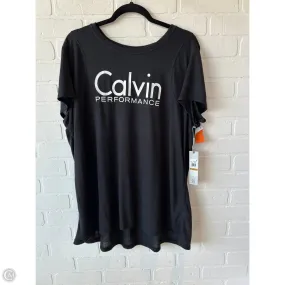 Soft Blended Fabric Athletic Top Short Sleeve By Calvin Klein Performance In Black, Size: 3x