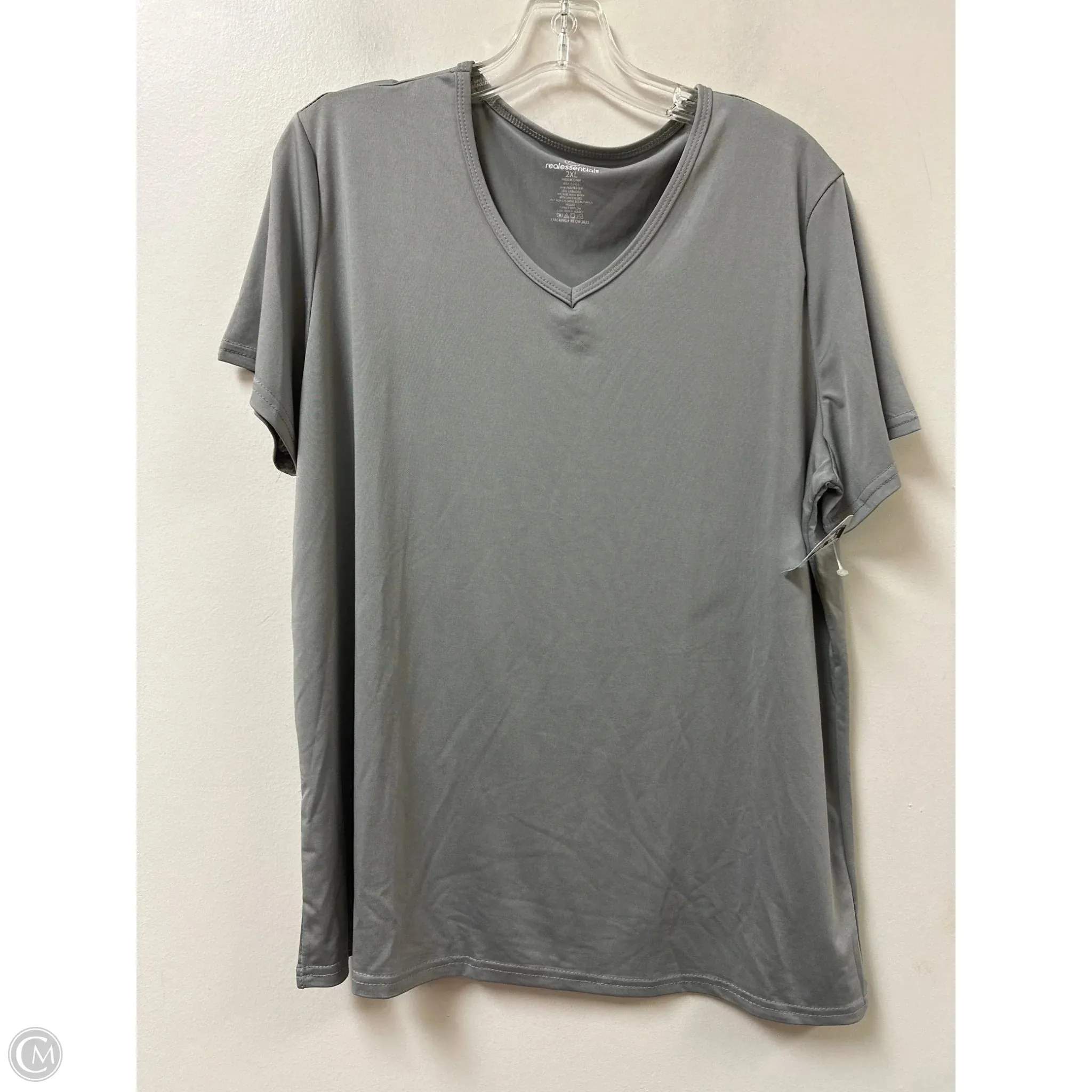 Athletic Top Short Sleeve By Clothes Mentor In Grey, Size: 2x PlacketDetail