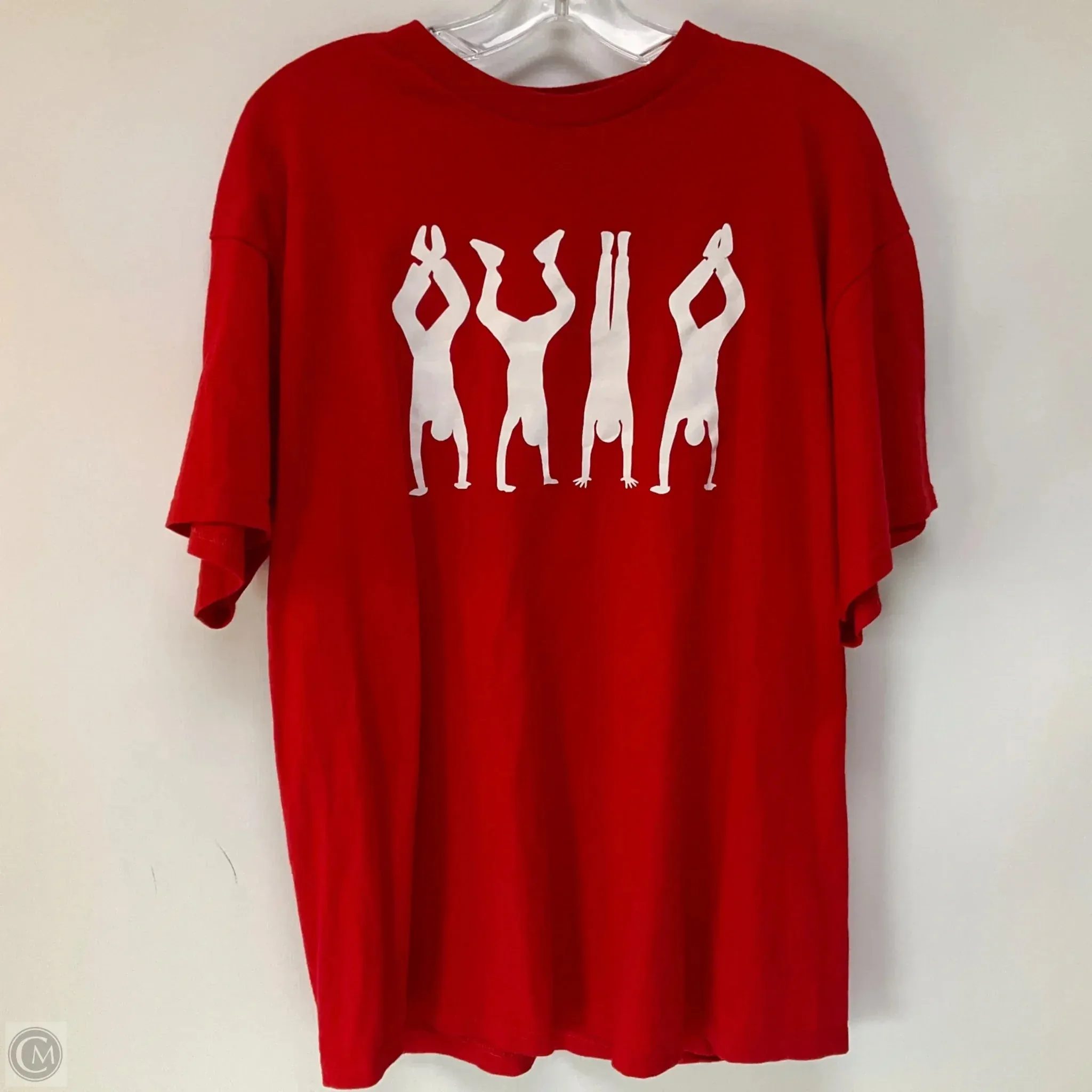 Athletic Top Short Sleeve By Cmf In Red, Size: Xl Self Fabric Tie Closure WrinkleResistant Fabric