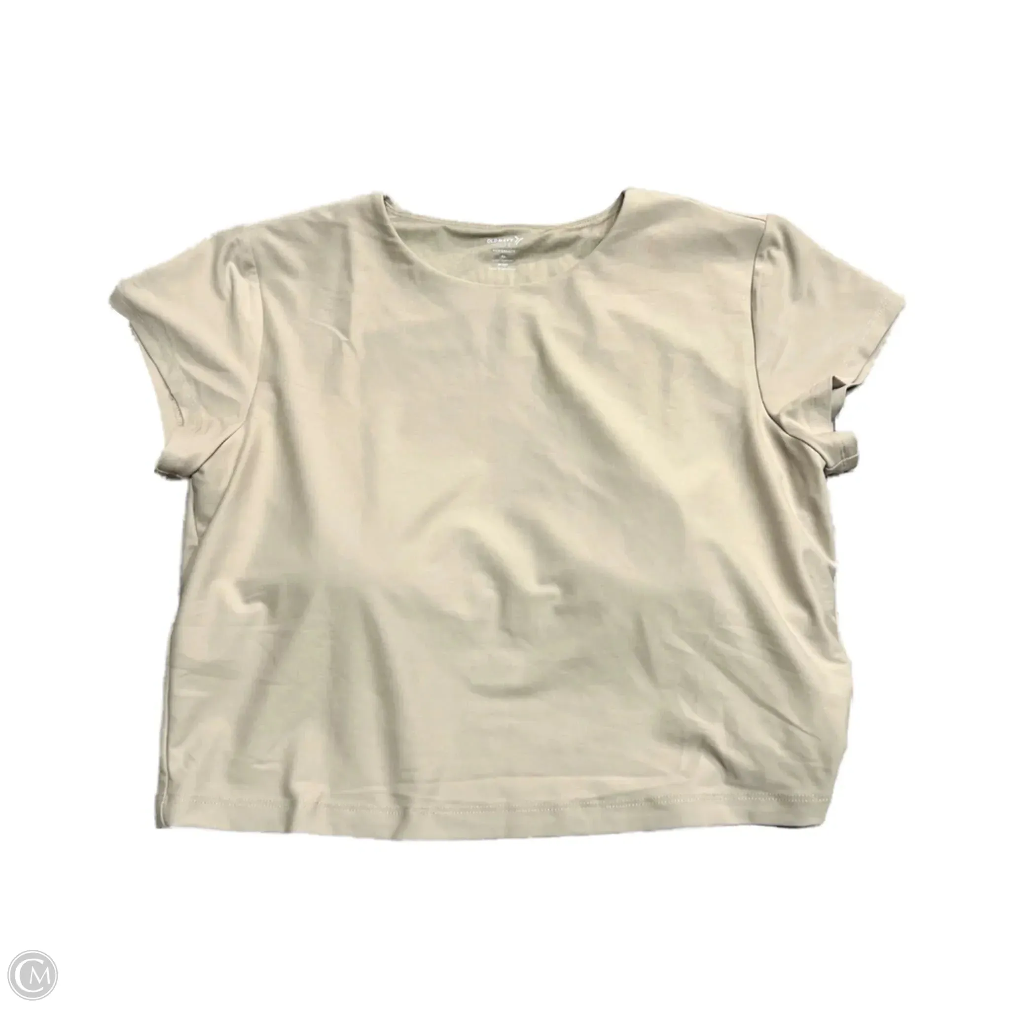 Stretch Knit Fabric Athletic Top Short Sleeve By Old Navy In Beige, Size: Xl