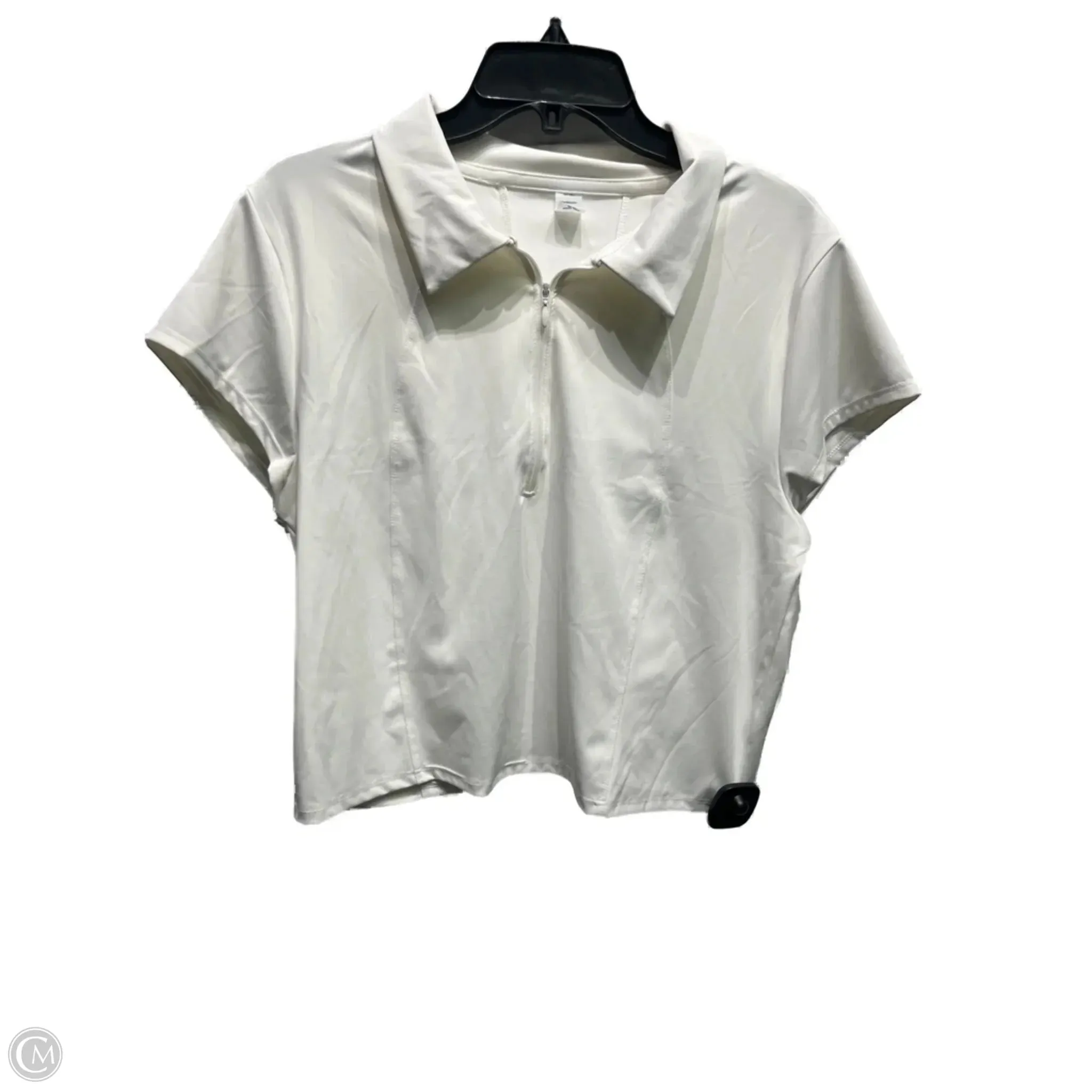 NonRestrictive Armholes AbrasionResistantFabric Athletic Top Short Sleeve By Old Navy In White, Size: 2x