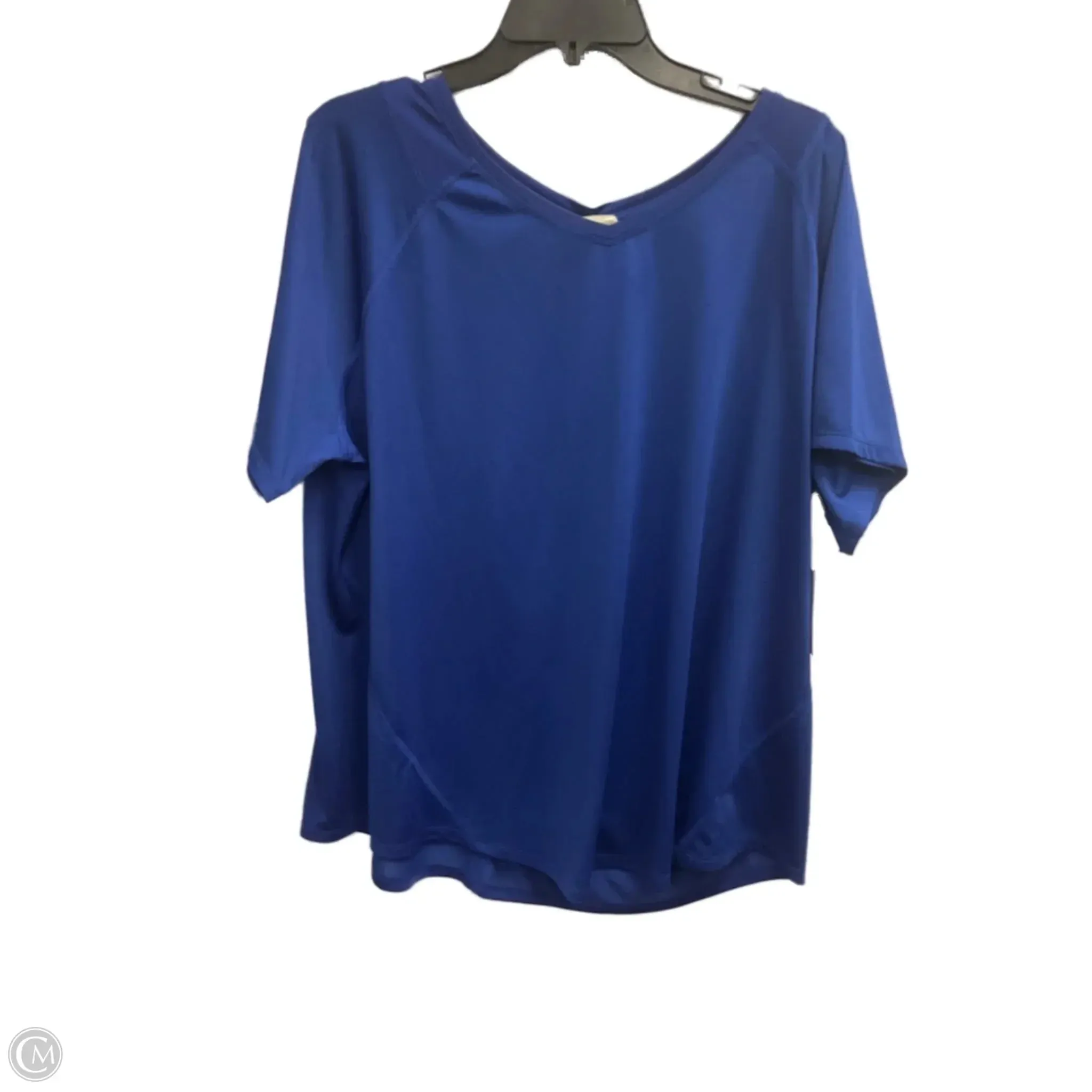 Thermal Insulation Core BrushedInnerLining Athletic Top Short Sleeve By Tek Gear In Blue, Size: 2x