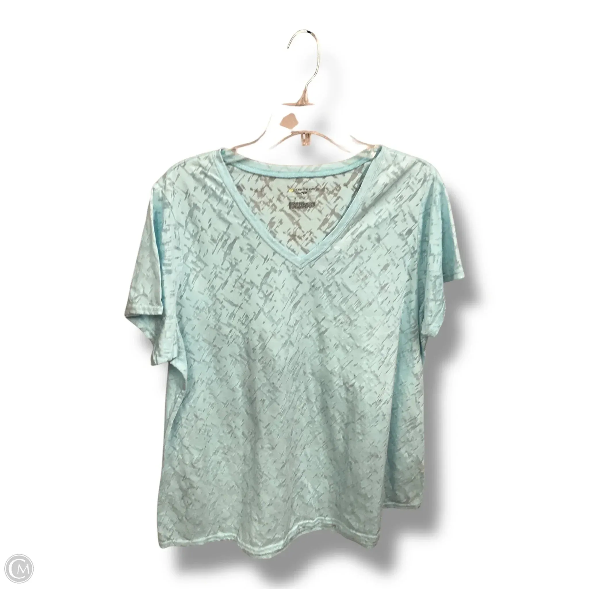 Casual Button-Down NonToxic Certification Athletic Top Short Sleeve By Tek Gear In Green, Size: 1x