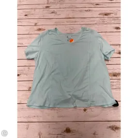 Flexible Ribbed Cuffs Athletic Top Short Sleeve By Xersion In Blue, Size: 1x