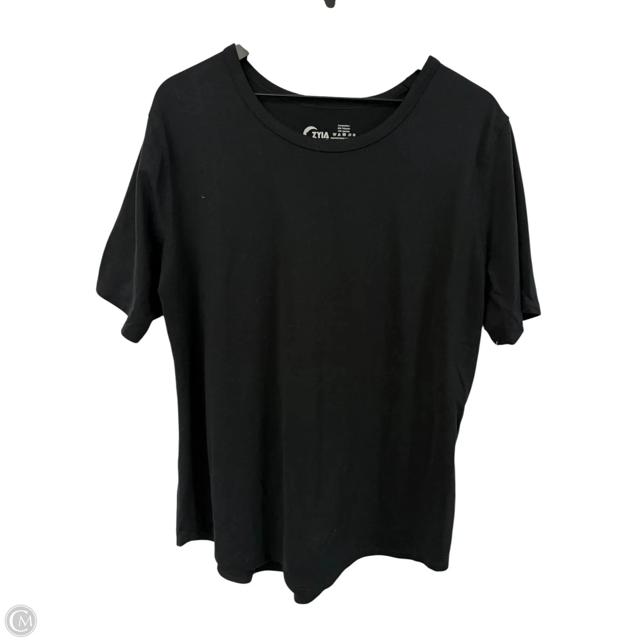 High Stretch Fabric Athletic Top Short Sleeve By Zyia In Black, Size: 3x