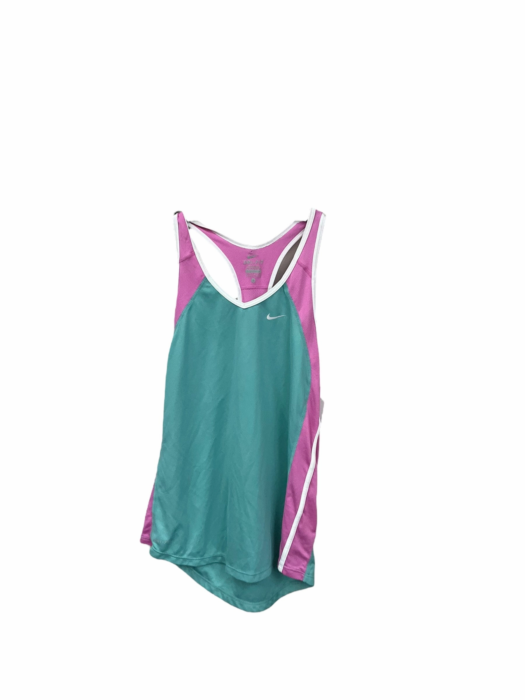 Athletic Tank Top By Nike Apparel In Green & Pink, Size: S Breathable Microfiber AdjustableDrawstring