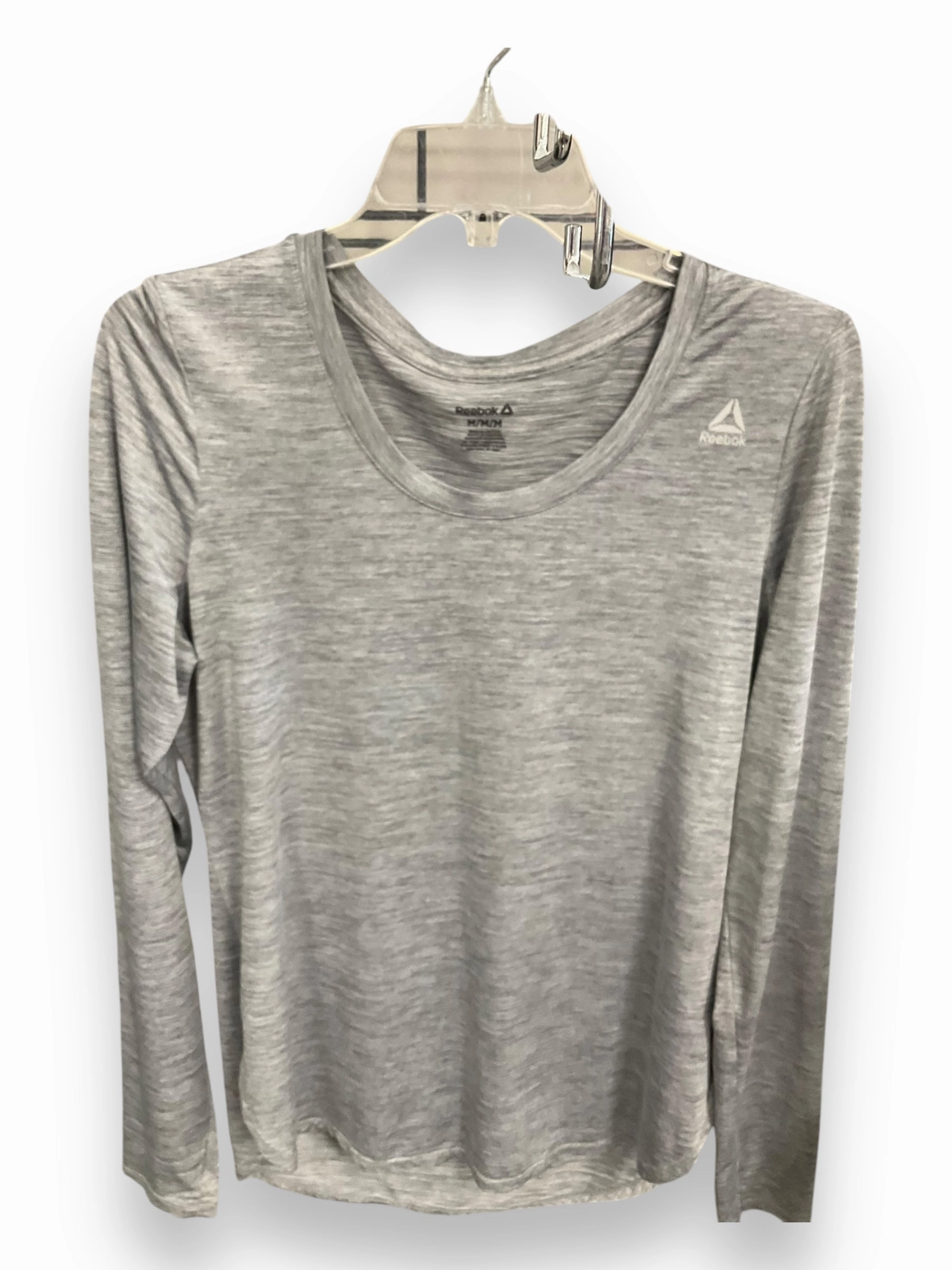QuickDrying Athletic Top Long Sleeve Crewneck By Reebok In Grey, Size: M
