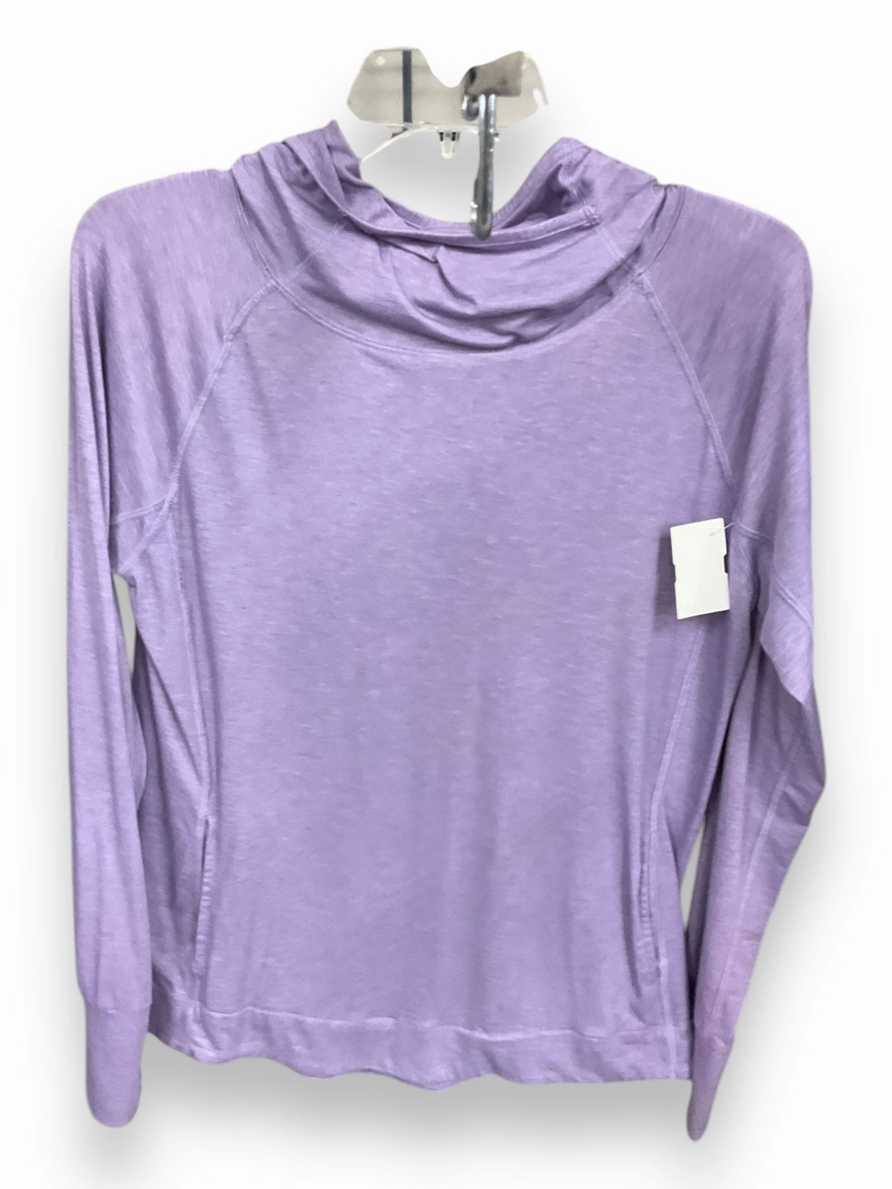 YarnDye Technique Ribbed collar Athletic Top Long Sleeve Hoodie By 90 Degrees By Reflex In Purple, Size: M