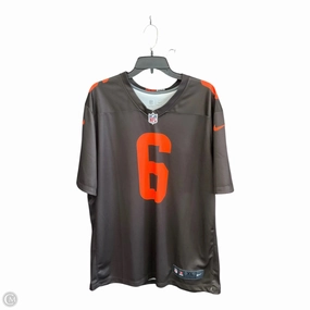 StretchTechnology Athletic Top Short Sleeve By Nike Apparel In Brown & Orange, Size: Xl
