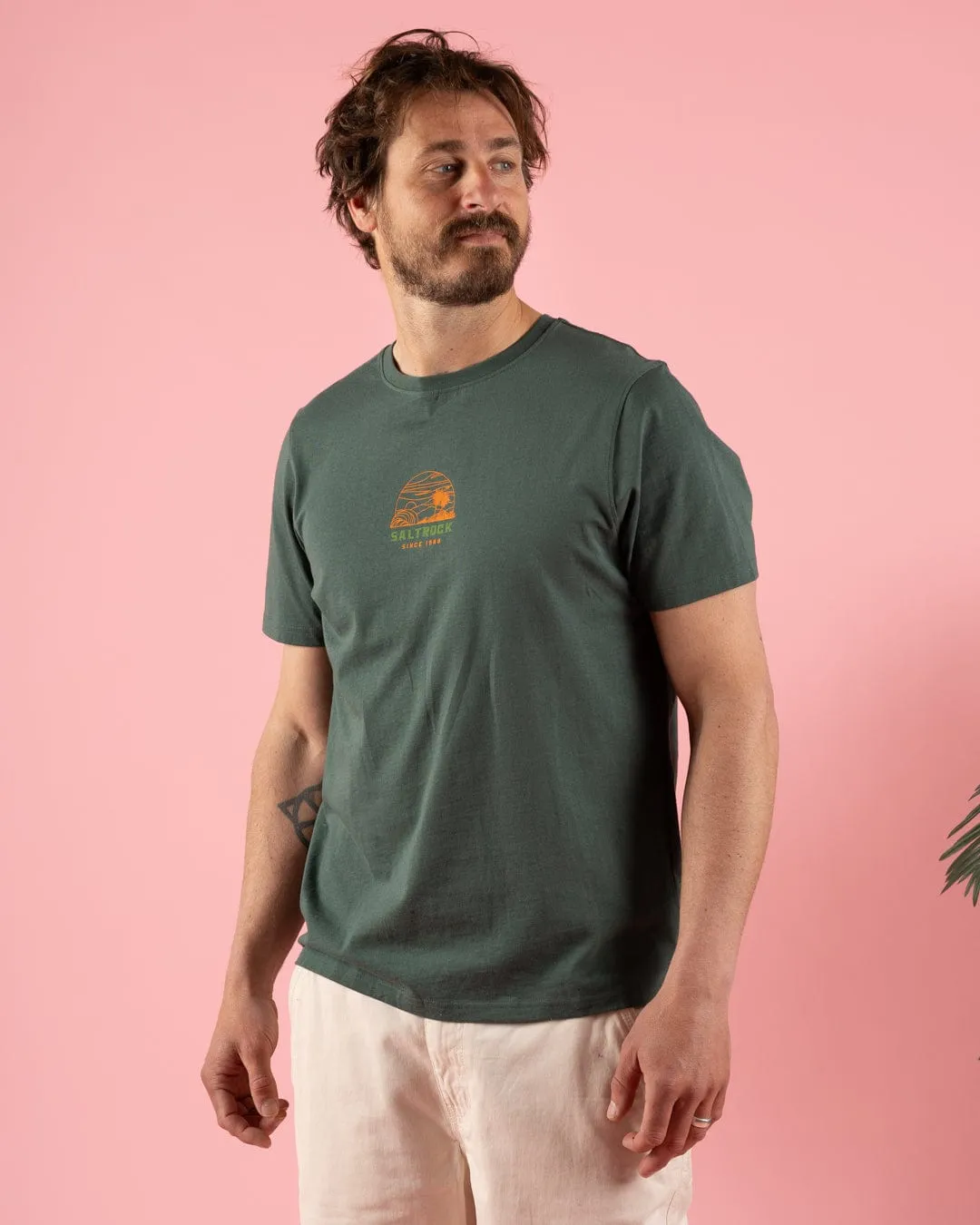 Atlantic Adventure - Mens Short Sleeve T-Shirt - Green Daily Casual
