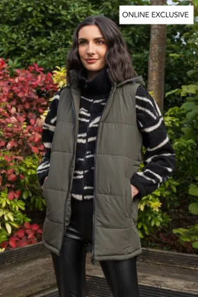 Aurora Green Hooded Gilet Elastic cuffs