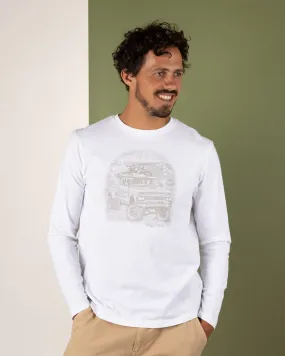 Axle - Mens Long Sleeve T-Shirt - White Comfortable Stretch