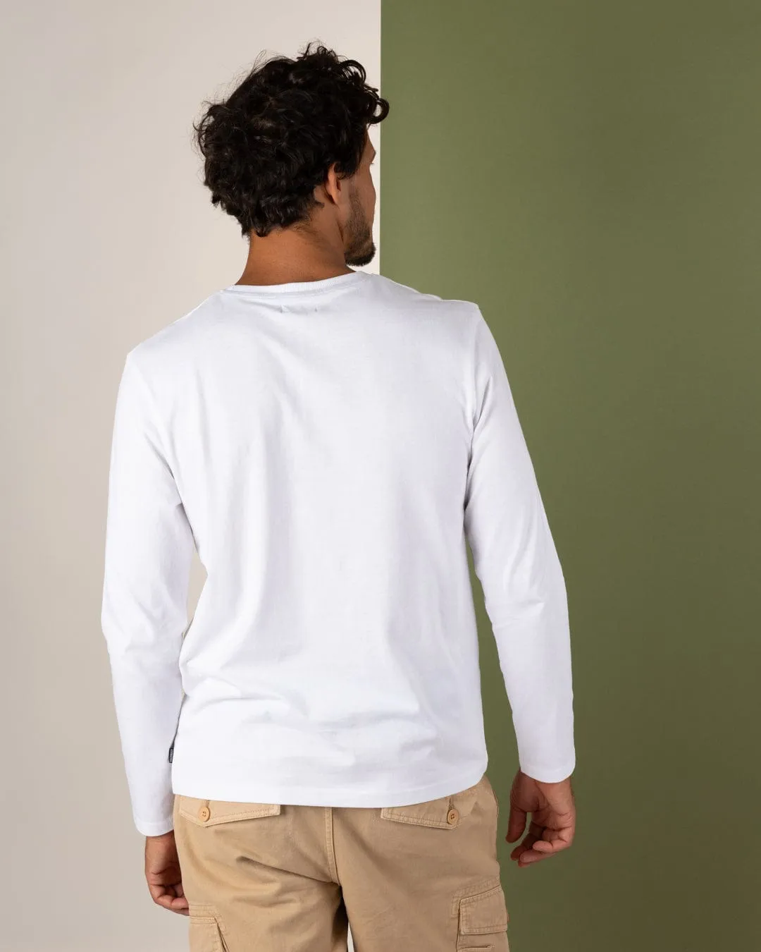 Axle - Mens Long Sleeve T-Shirt - White Soft Brushed Finish Comfortable Wear