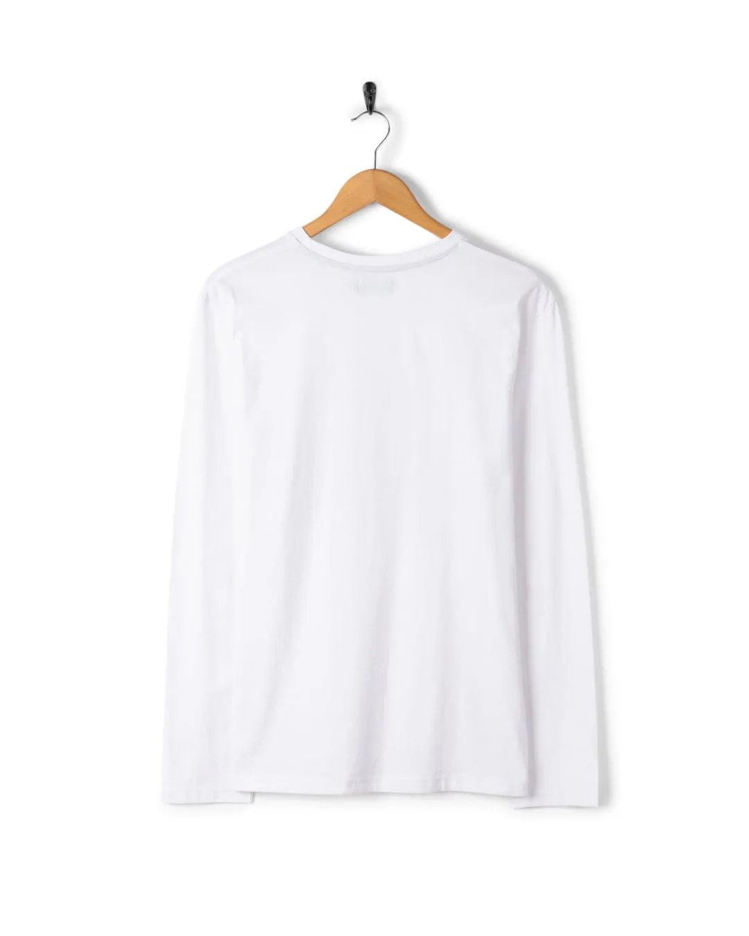 Axle - Mens Long Sleeve T-Shirt - White Comfy Stretch Fit Zero Waste Production