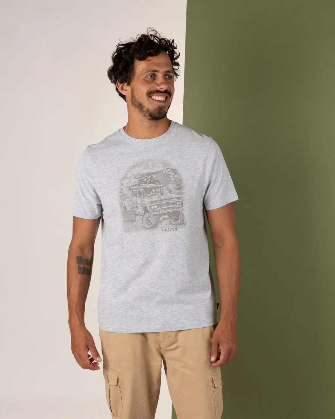 Layered Look Soft Feel Axle - Mens Short Sleeve T-Shirt - Grey