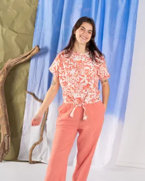 Balance  - Womens Short Sleeve T-Shirt  - Coral Self Fabric Tape