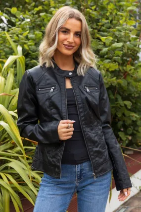 Bandit Black Biker Faux Leather Jacket Breathable fabric Noise Reduced Fabrics