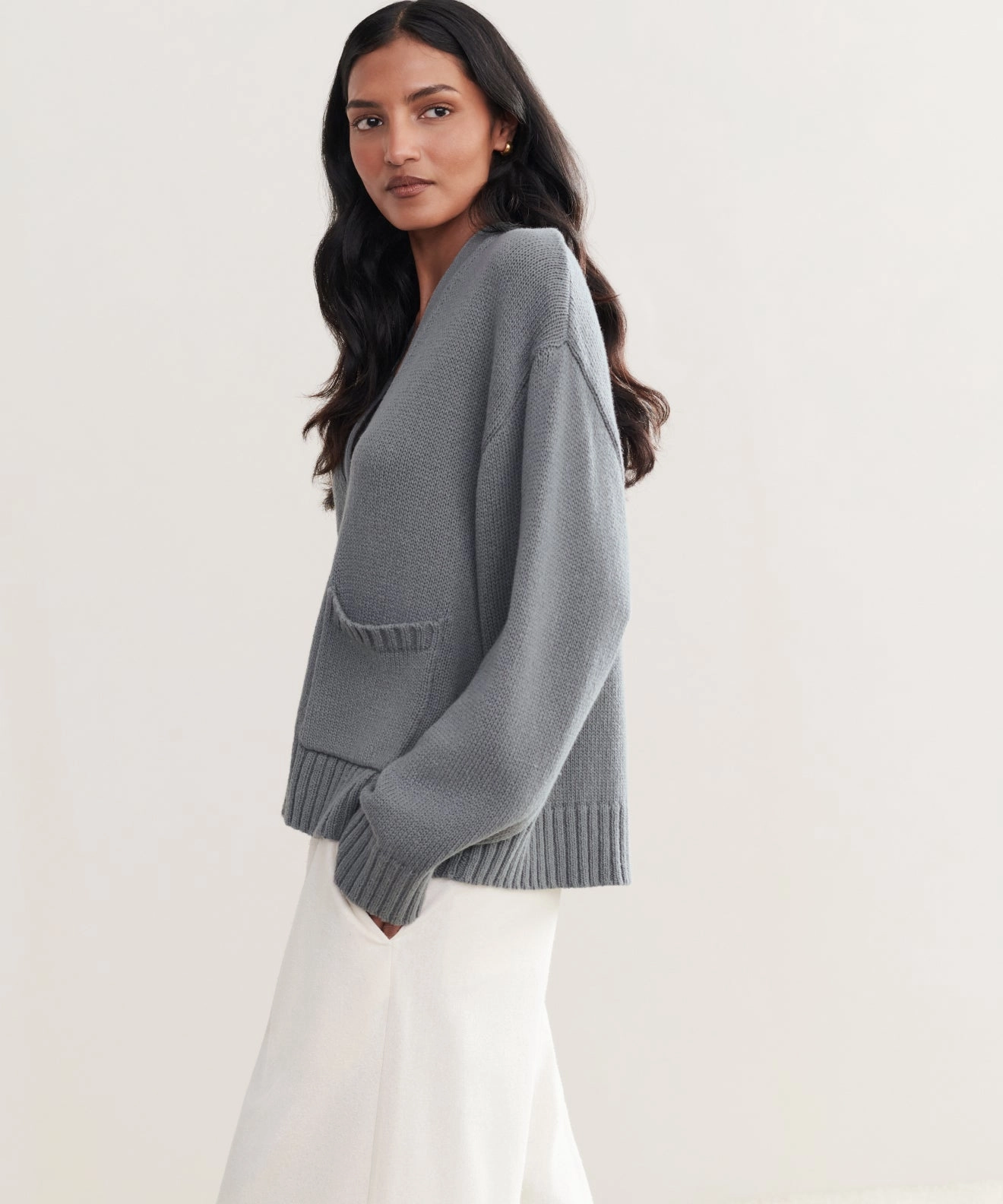 Barrett Cardigan Waffle Knit Layered Warmth