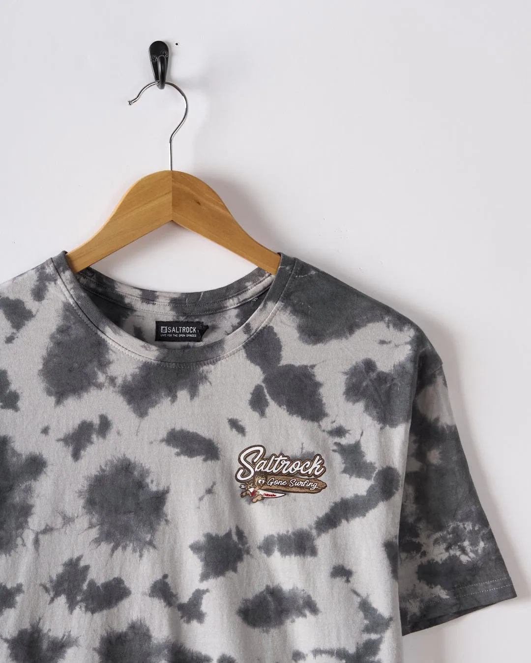 Beach Signs Cornwall - Mens Tie Dye T-Shirt - Grey High Durability Weave VintageWashEffect