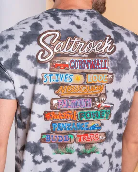 Comfy Fit Layer Beach Signs Cornwall - Mens Tie Dye T-Shirt - Grey