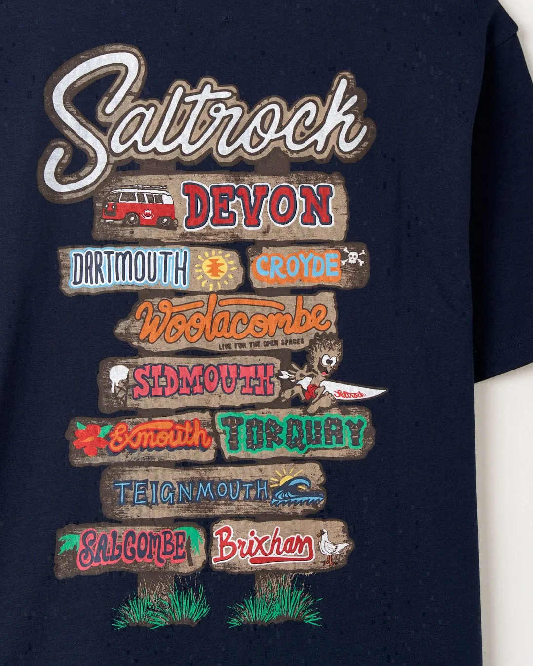 Comfort Waist Beach Signs Devon - Mens Short Sleeve T-Shirt - Blue