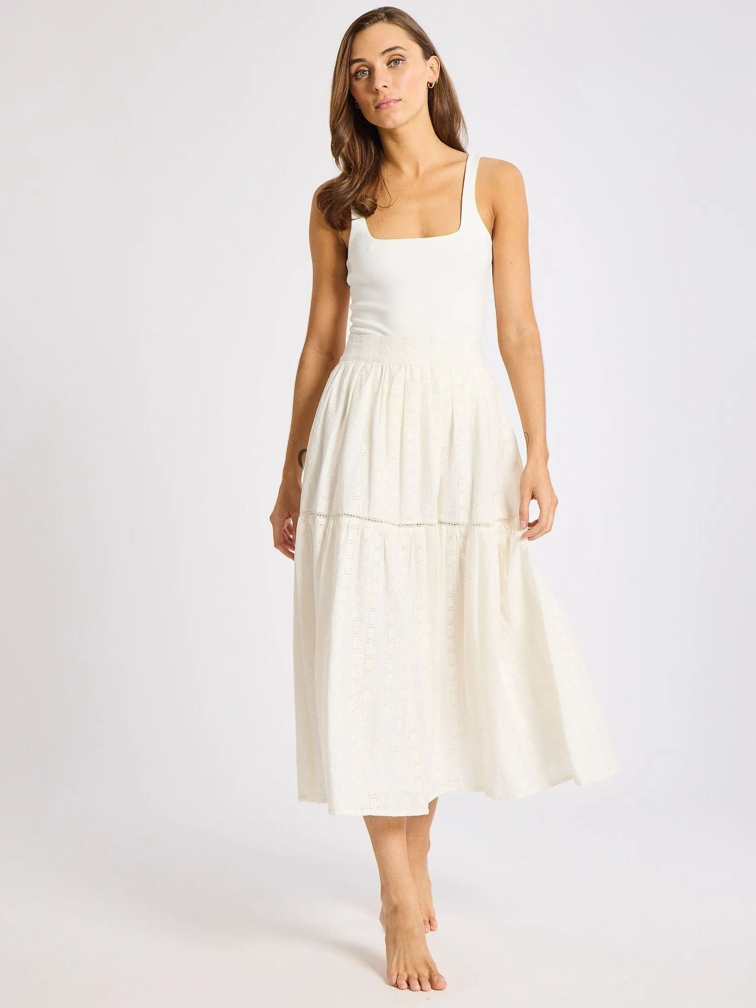 Moisture Wicking Textile Betty Skirt in Ivory Eyelet