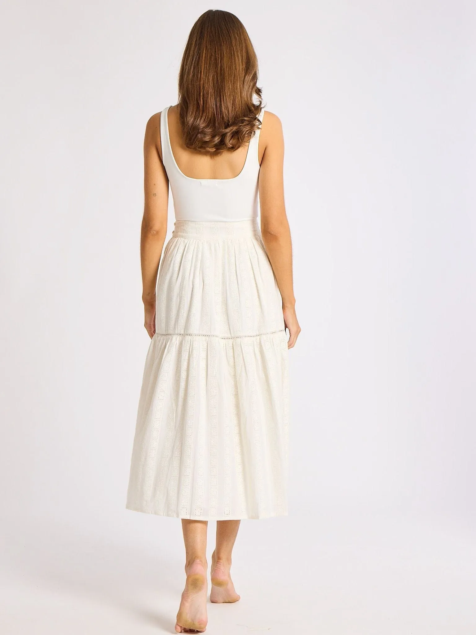 Minimal Vibes Trendy Outfit Betty Skirt in Ivory Eyelet