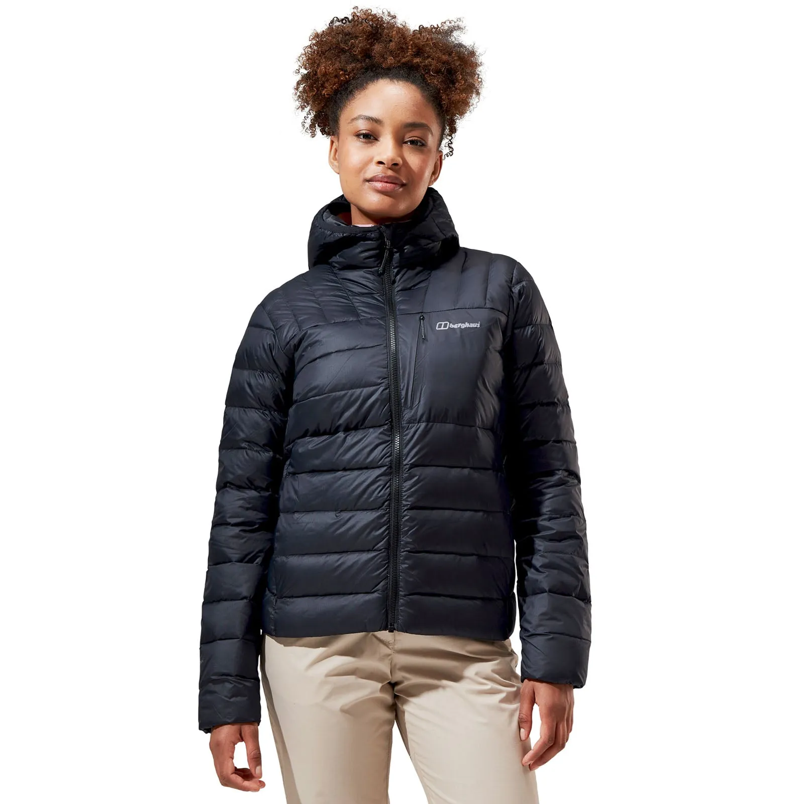 Practical Cold Piece Breathable Outer Shell Berghaus Womens Silksworth Hooded Down Jacket - Black