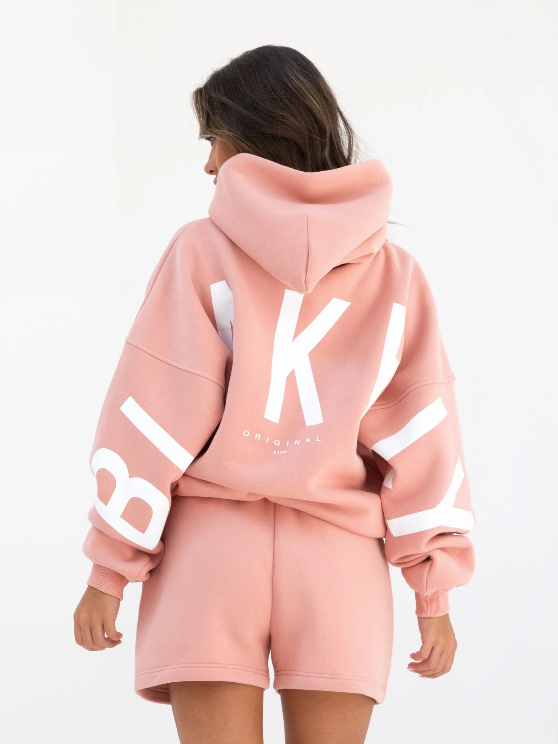 Isabel Oversized Hoodie - Peach Pink Odor Resistant Treatment Freedom of movement